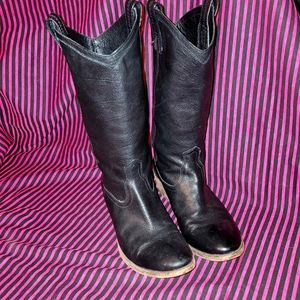 FRYE Carson Pull-on Black Leather Cowboy boots Size US 9 B